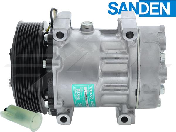 Volvo Original Sanden SD7H15, 8 Groove, 5 1/8", Direct Mount, 24V, WH Head - OEM 14518635 | Fits EC330BLC EC300EL