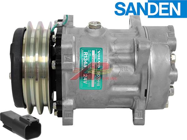Volvo Sanden SD7H15, 5 1/4", 2 Groove Clutch, 24V - OEM 11412632 | Fits EC140CL EC170D L110F Wheel L150G Wheel L180E Wheel L180G Wheel