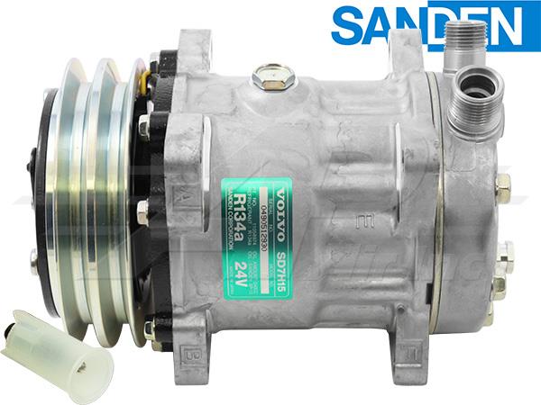 Volvo Original Sanden SD7H15, 5 1/4" 2 Groove Clutch, Vertical 8 & 10 O-Ring - OEM 11007857 | Fits L330C Wheel L150 Wheel